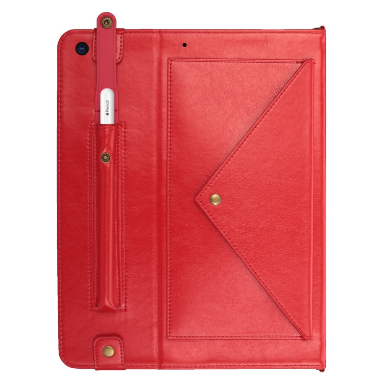 For iPad 10.2 2021 / 2020 / 2019 Envelope Horizontal Flip PU Leather Case with Card Slots & Pen Slots & Holder & Wallet & Photo Frame & Shoulder Strap