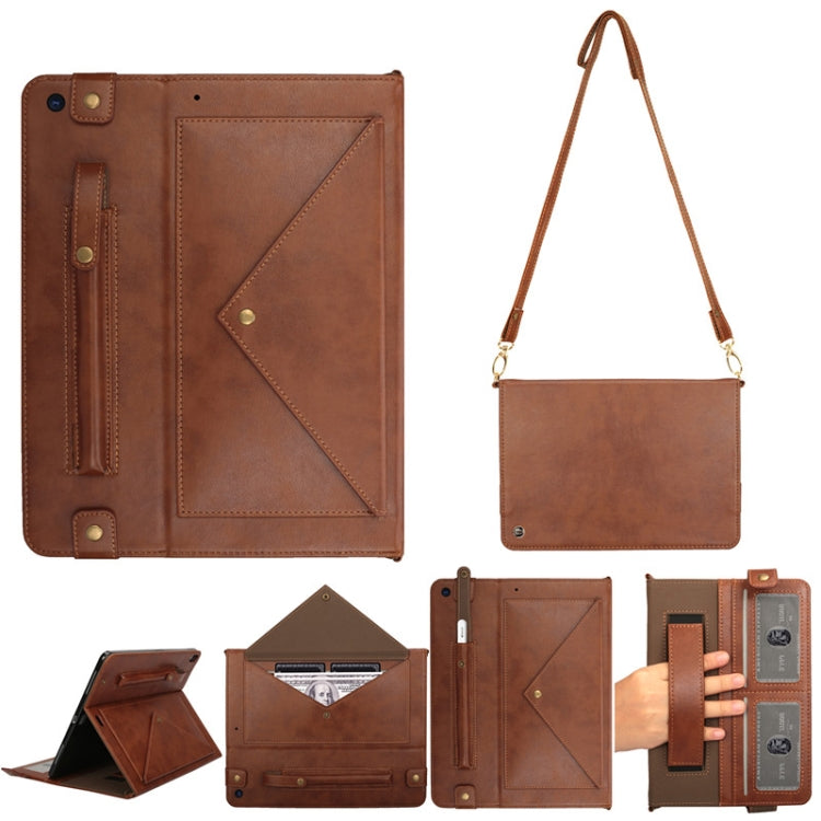 For iPad 10.2 2021 / 2020 / 2019 Envelope Horizontal Flip PU Leather Case with Card Slots & Pen Slots & Holder & Wallet & Photo Frame & Shoulder Strap