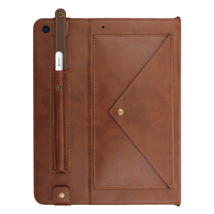 For iPad 10.2 2021 / 2020 / 2019 Envelope Horizontal Flip PU Leather Case with Card Slots & Pen Slots & Holder & Wallet & Photo Frame & Shoulder Strap