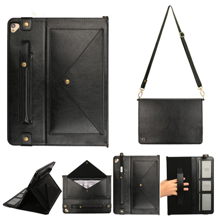 For iPad Pro 12.9 inch (2017) Envelope Horizontal Flip PU Leather Case with Card Slots & Pen Slots & Holder & Wallet & Photo Frame & Shoulder Strap