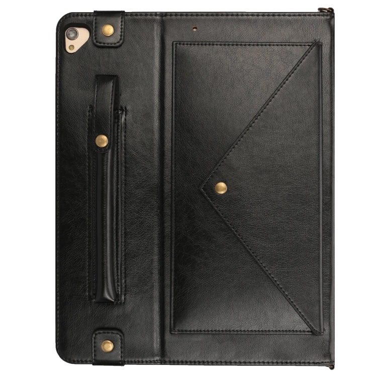 For iPad Pro 12.9 inch (2017) Envelope Horizontal Flip PU Leather Case with Card Slots & Pen Slots & Holder & Wallet & Photo Frame & Shoulder Strap