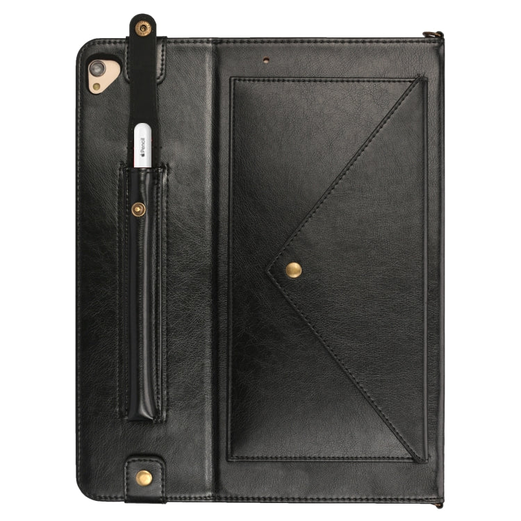 For iPad Pro 12.9 inch (2017) Envelope Horizontal Flip PU Leather Case with Card Slots & Pen Slots & Holder & Wallet & Photo Frame & Shoulder Strap