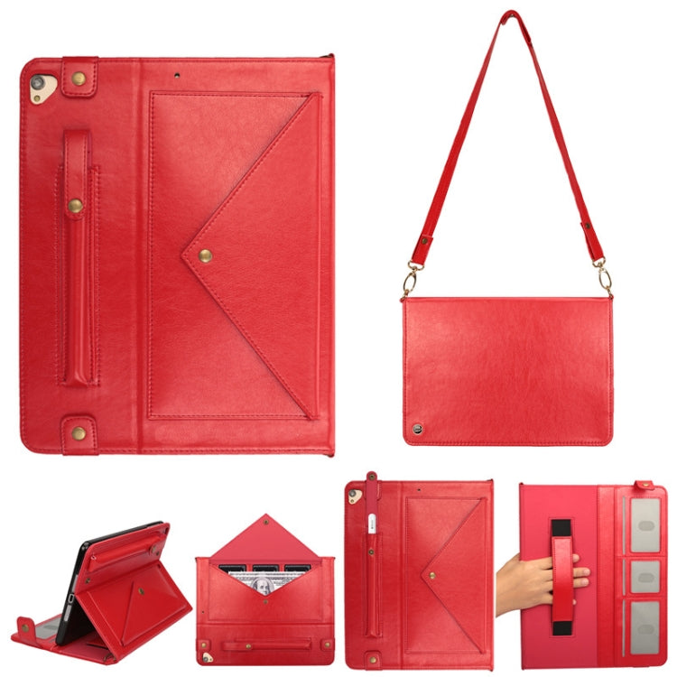 For iPad Pro 12.9 inch (2017) Envelope Horizontal Flip PU Leather Case with Card Slots & Pen Slots & Holder & Wallet & Photo Frame & Shoulder Strap