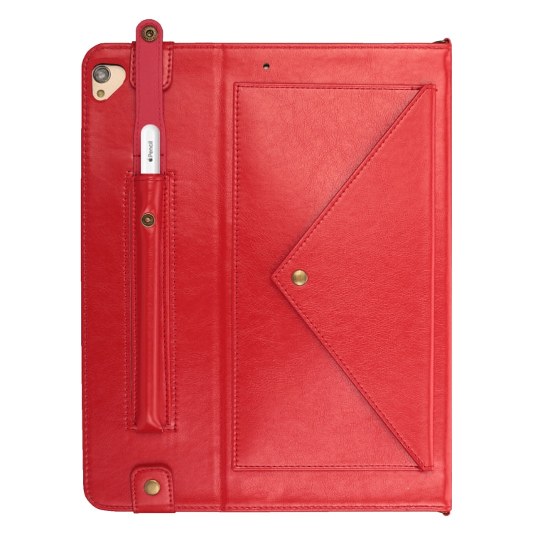For iPad Pro 12.9 inch (2017) Envelope Horizontal Flip PU Leather Case with Card Slots & Pen Slots & Holder & Wallet & Photo Frame & Shoulder Strap