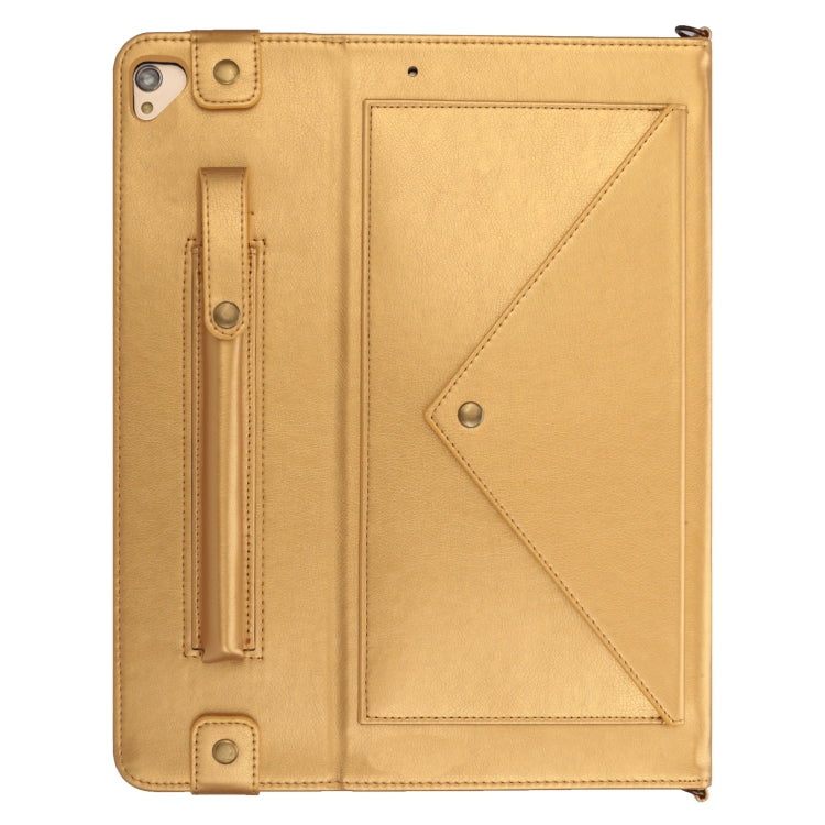 For iPad Pro 12.9 inch (2017) Envelope Horizontal Flip PU Leather Case with Card Slots & Pen Slots & Holder & Wallet & Photo Frame & Shoulder Strap