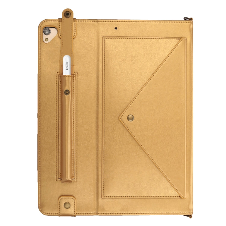 For iPad Pro 12.9 inch (2017) Envelope Horizontal Flip PU Leather Case with Card Slots & Pen Slots & Holder & Wallet & Photo Frame & Shoulder Strap