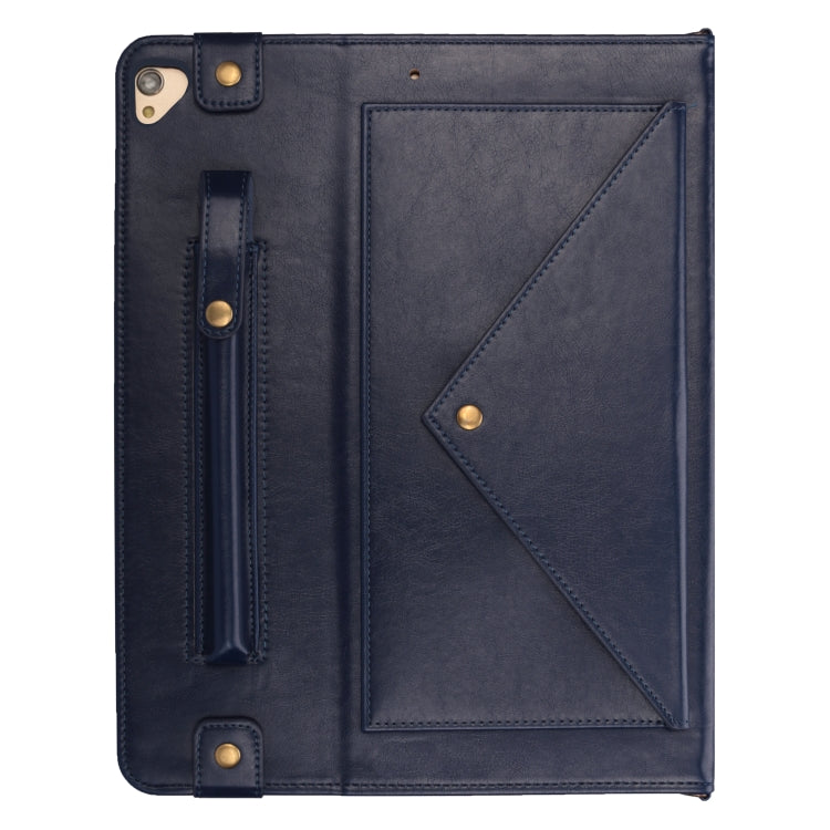 For iPad Pro 12.9 inch (2017) Envelope Horizontal Flip PU Leather Case with Card Slots & Pen Slots & Holder & Wallet & Photo Frame & Shoulder Strap