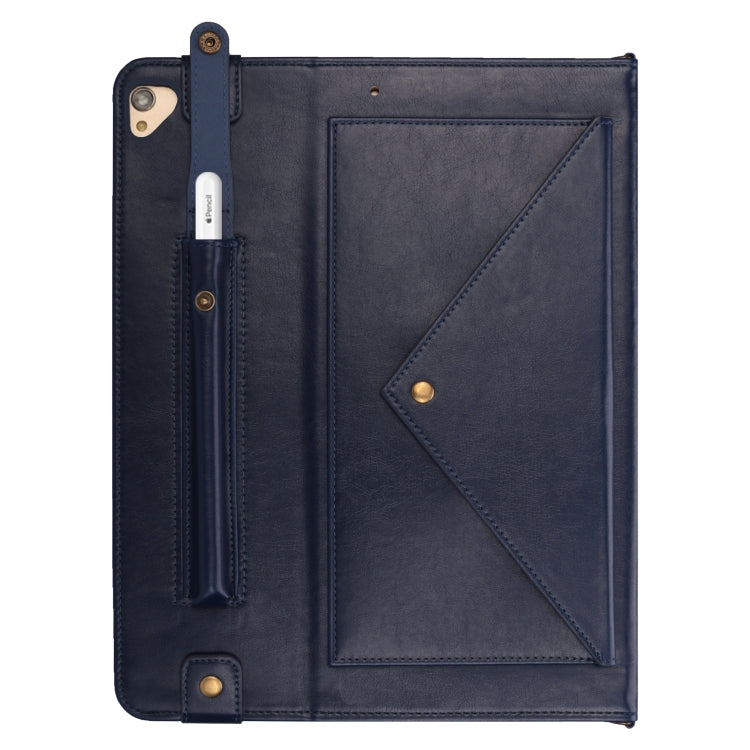 For iPad Pro 12.9 inch (2017) Envelope Horizontal Flip PU Leather Case with Card Slots & Pen Slots & Holder & Wallet & Photo Frame & Shoulder Strap
