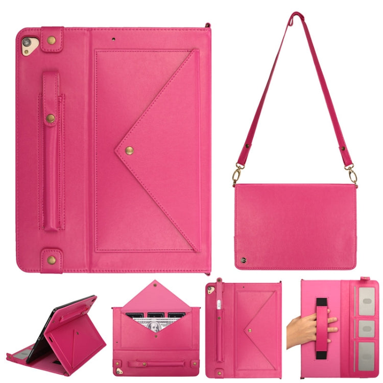 For iPad Pro 12.9 inch (2017) Envelope Horizontal Flip PU Leather Case with Card Slots & Pen Slots & Holder & Wallet & Photo Frame & Shoulder Strap