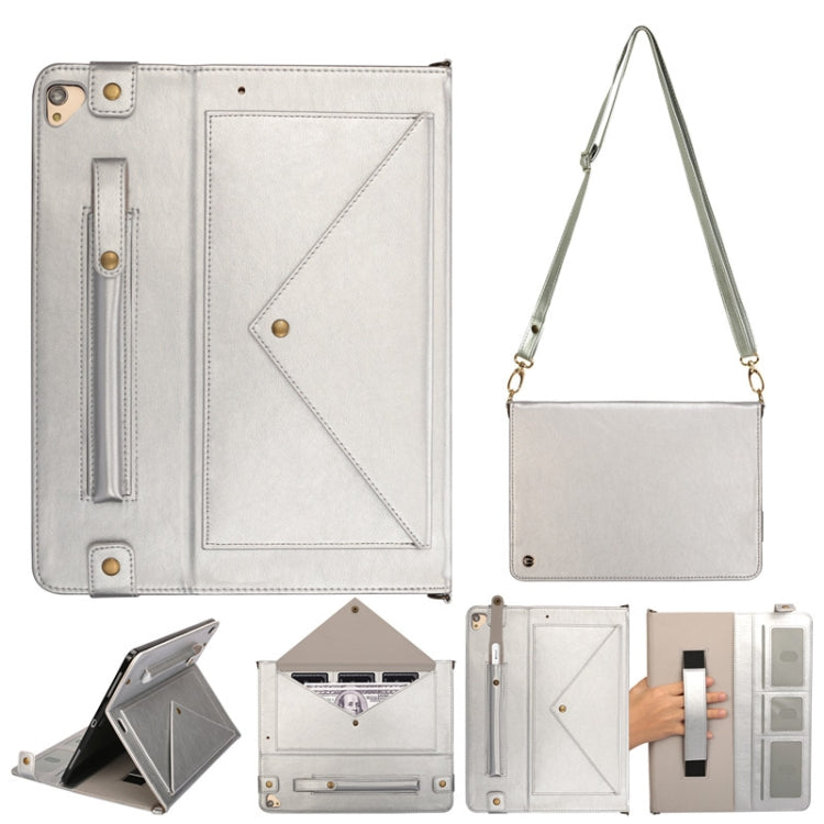 For iPad Pro 12.9 inch (2017) Envelope Horizontal Flip PU Leather Case with Card Slots & Pen Slots & Holder & Wallet & Photo Frame & Shoulder Strap