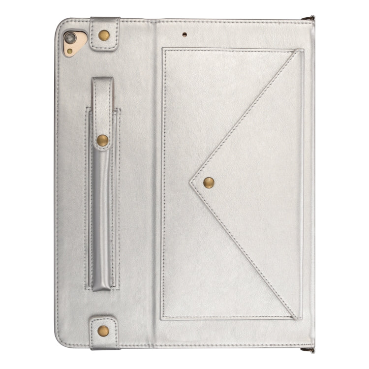 For iPad Pro 12.9 inch (2017) Envelope Horizontal Flip PU Leather Case with Card Slots & Pen Slots & Holder & Wallet & Photo Frame & Shoulder Strap
