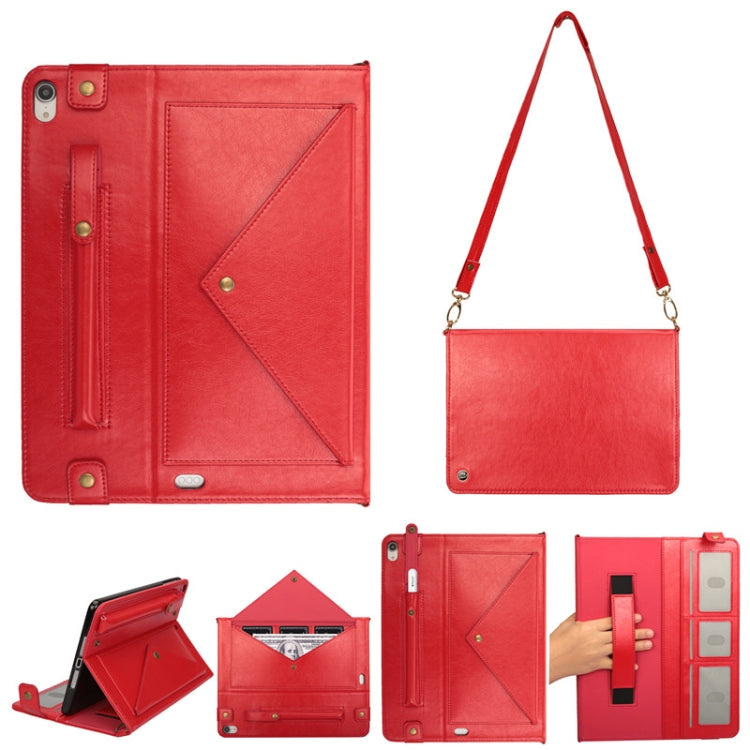 For iPad Pro 12.9 inch (2018) Envelope Horizontal Flip PU Leather Case with Card Slots & Pen Slots & Holder & Wallet & Photo Frame & Shoulder Strap