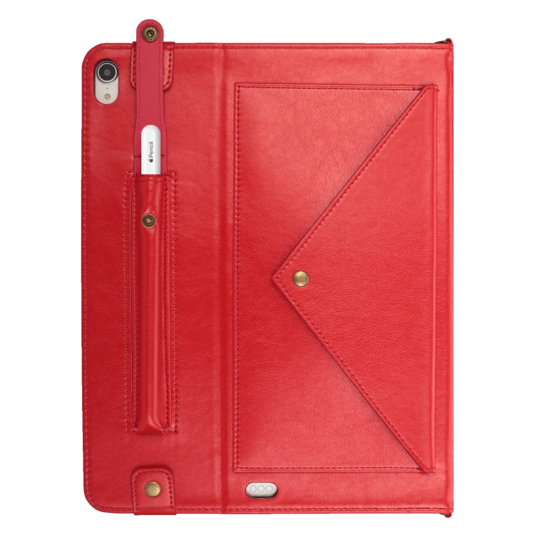 For iPad Pro 12.9 inch (2018) Envelope Horizontal Flip PU Leather Case with Card Slots & Pen Slots & Holder & Wallet & Photo Frame & Shoulder Strap