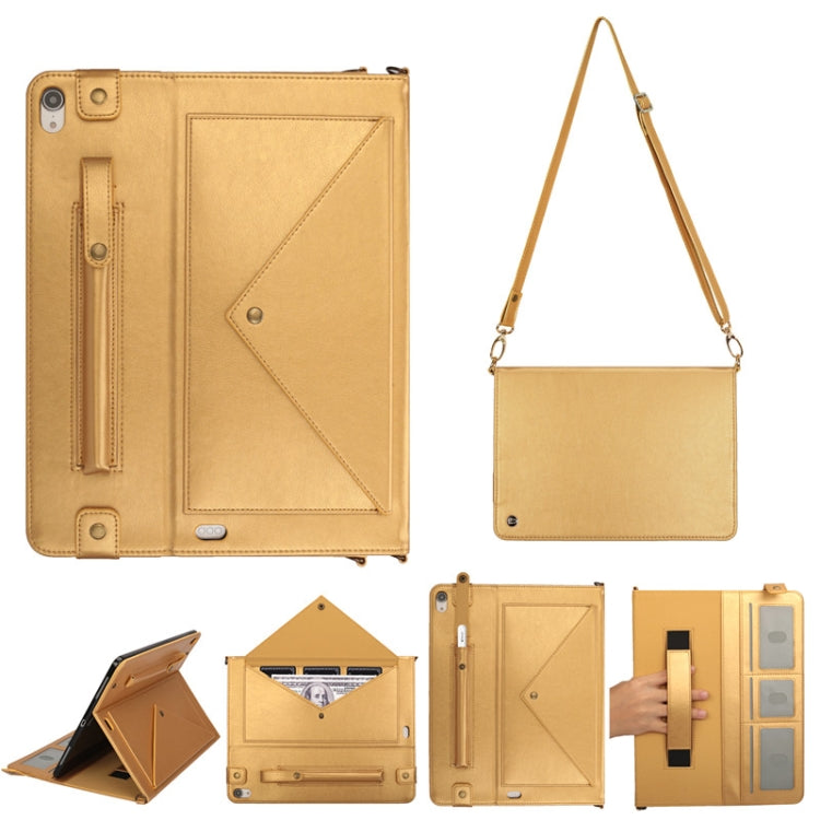 For iPad Pro 12.9 inch (2018) Envelope Horizontal Flip PU Leather Case with Card Slots & Pen Slots & Holder & Wallet & Photo Frame & Shoulder Strap