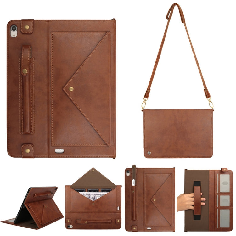 For iPad Pro 12.9 inch (2018) Envelope Horizontal Flip PU Leather Case with Card Slots & Pen Slots & Holder & Wallet & Photo Frame & Shoulder Strap
