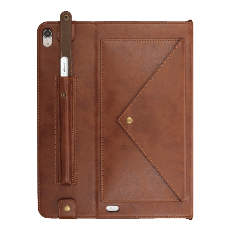 For iPad Pro 12.9 inch (2018) Envelope Horizontal Flip PU Leather Case with Card Slots & Pen Slots & Holder & Wallet & Photo Frame & Shoulder Strap
