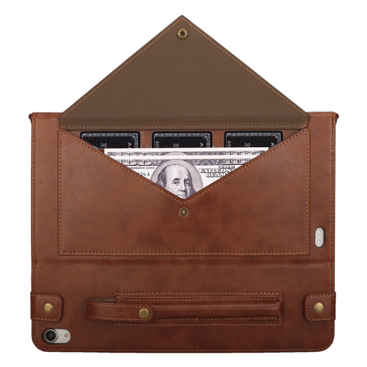 For iPad Pro 12.9 inch (2018) Envelope Horizontal Flip PU Leather Case with Card Slots & Pen Slots & Holder & Wallet & Photo Frame & Shoulder Strap