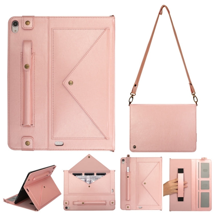 For iPad Pro 12.9 inch (2018) Envelope Horizontal Flip PU Leather Case with Card Slots & Pen Slots & Holder & Wallet & Photo Frame & Shoulder Strap