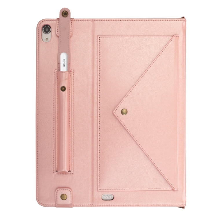 For iPad Pro 12.9 inch (2018) Envelope Horizontal Flip PU Leather Case with Card Slots & Pen Slots & Holder & Wallet & Photo Frame & Shoulder Strap
