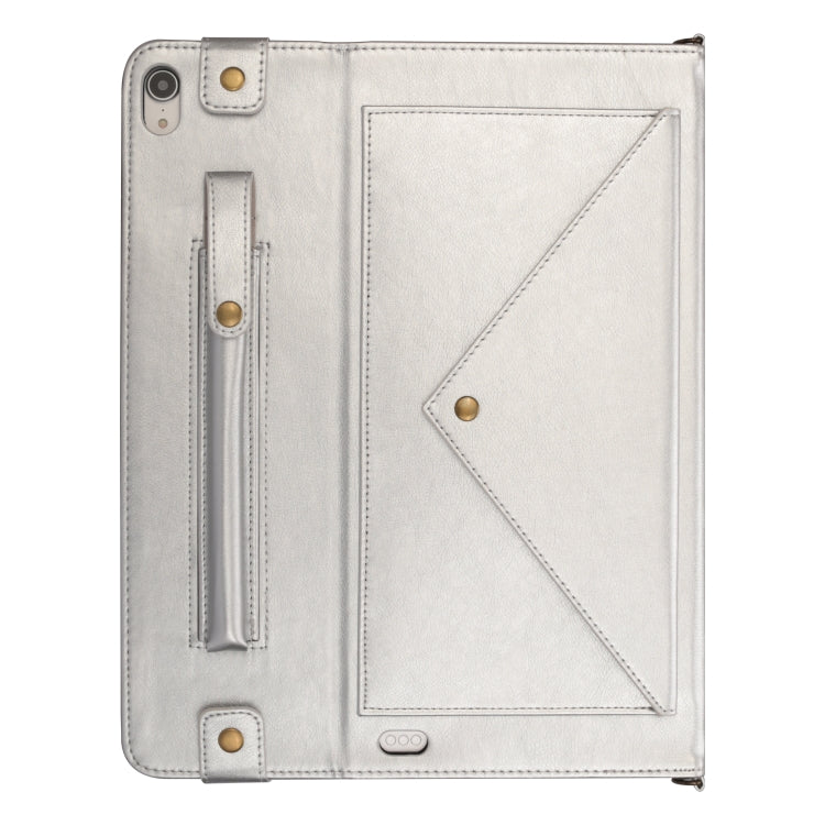 For iPad Pro 12.9 inch (2018) Envelope Horizontal Flip PU Leather Case with Card Slots & Pen Slots & Holder & Wallet & Photo Frame & Shoulder Strap