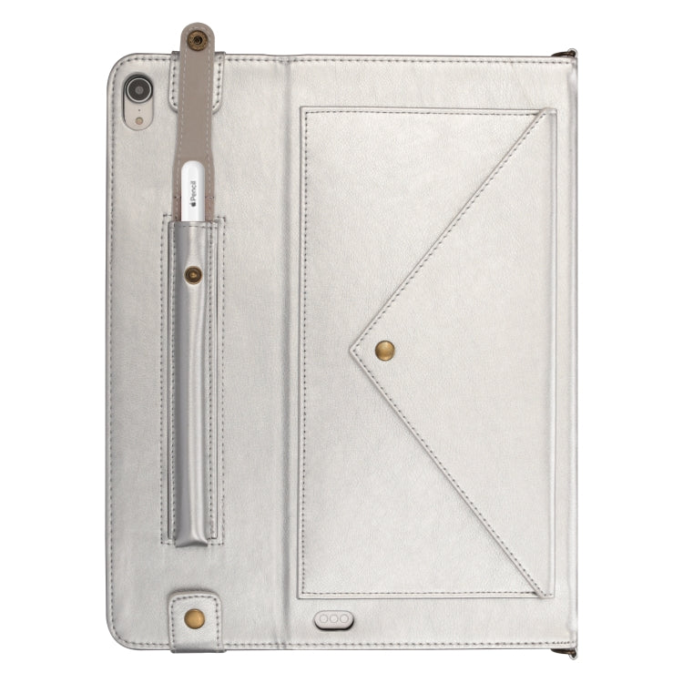 For iPad Pro 12.9 inch (2018) Envelope Horizontal Flip PU Leather Case with Card Slots & Pen Slots & Holder & Wallet & Photo Frame & Shoulder Strap