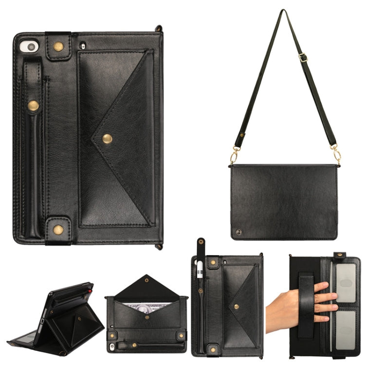 For iPad mini 5 / 4 / 3 / 2 / 1 Envelope Horizontal Flip PU Leather Case with Card Slots & Pen Slots & Holder & Wallet & Photo Frame & Shoulder Strap