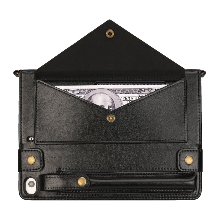 For iPad mini 5 / 4 / 3 / 2 / 1 Envelope Horizontal Flip PU Leather Case with Card Slots & Pen Slots & Holder & Wallet & Photo Frame & Shoulder Strap