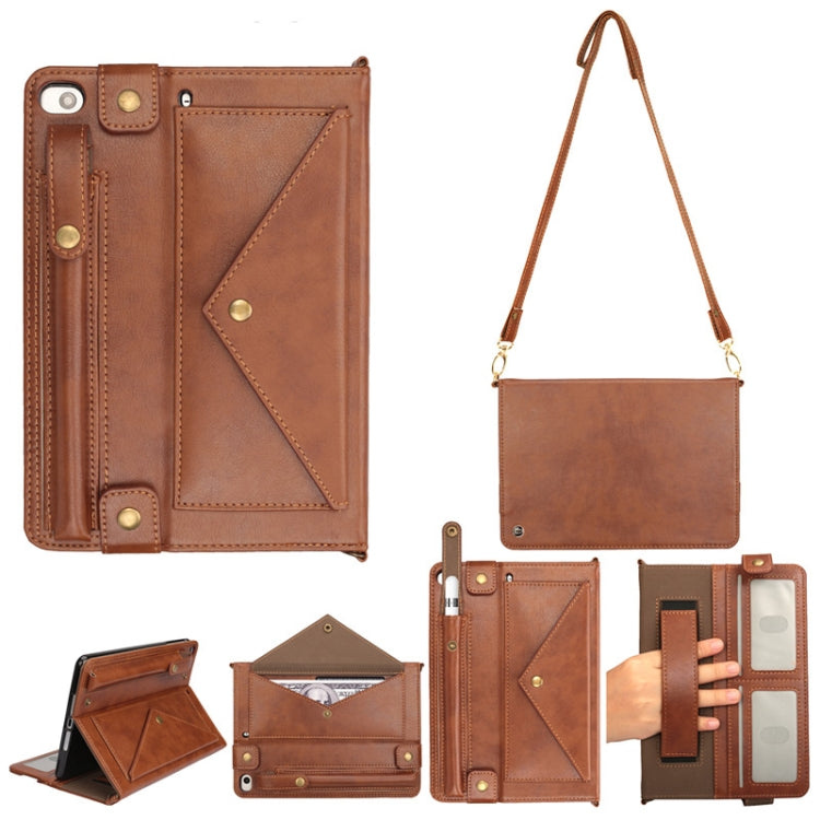 For iPad mini 5 / 4 / 3 / 2 / 1 Envelope Horizontal Flip PU Leather Case with Card Slots & Pen Slots & Holder & Wallet & Photo Frame & Shoulder Strap