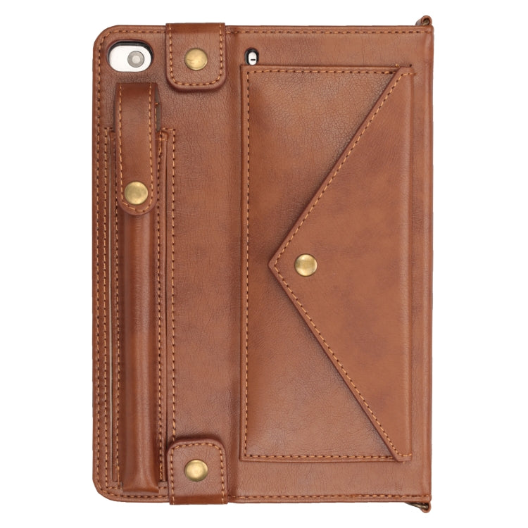 For iPad mini 5 / 4 / 3 / 2 / 1 Envelope Horizontal Flip PU Leather Case with Card Slots & Pen Slots & Holder & Wallet & Photo Frame & Shoulder Strap