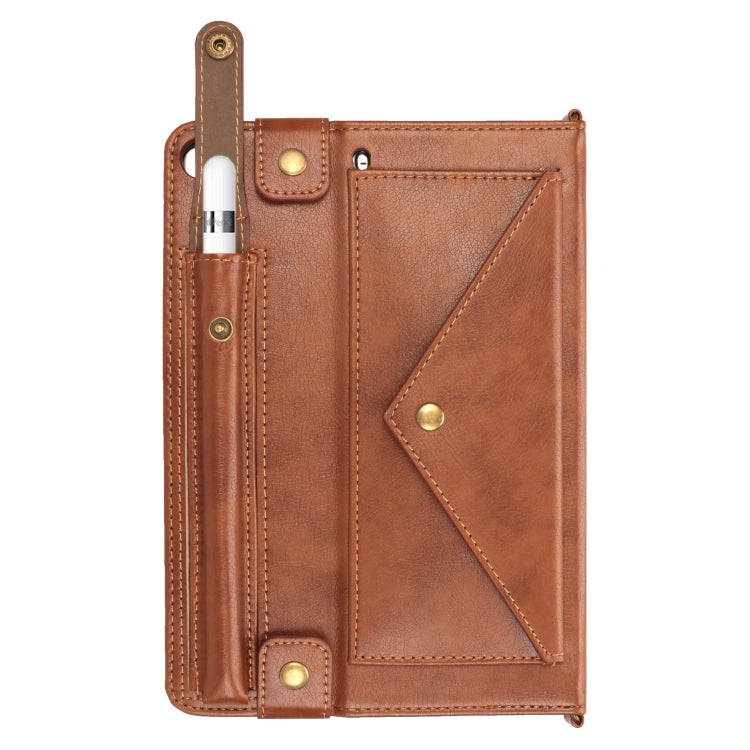 For iPad mini 5 / 4 / 3 / 2 / 1 Envelope Horizontal Flip PU Leather Case with Card Slots & Pen Slots & Holder & Wallet & Photo Frame & Shoulder Strap