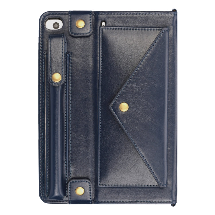 For iPad mini 5 / 4 / 3 / 2 / 1 Envelope Horizontal Flip PU Leather Case with Card Slots & Pen Slots & Holder & Wallet & Photo Frame & Shoulder Strap