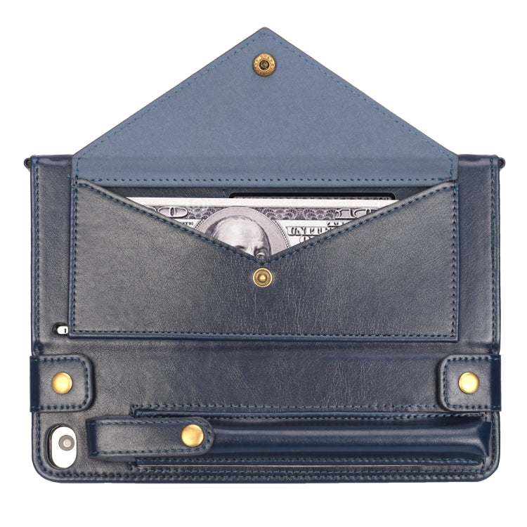 For iPad mini 5 / 4 / 3 / 2 / 1 Envelope Horizontal Flip PU Leather Case with Card Slots & Pen Slots & Holder & Wallet & Photo Frame & Shoulder Strap