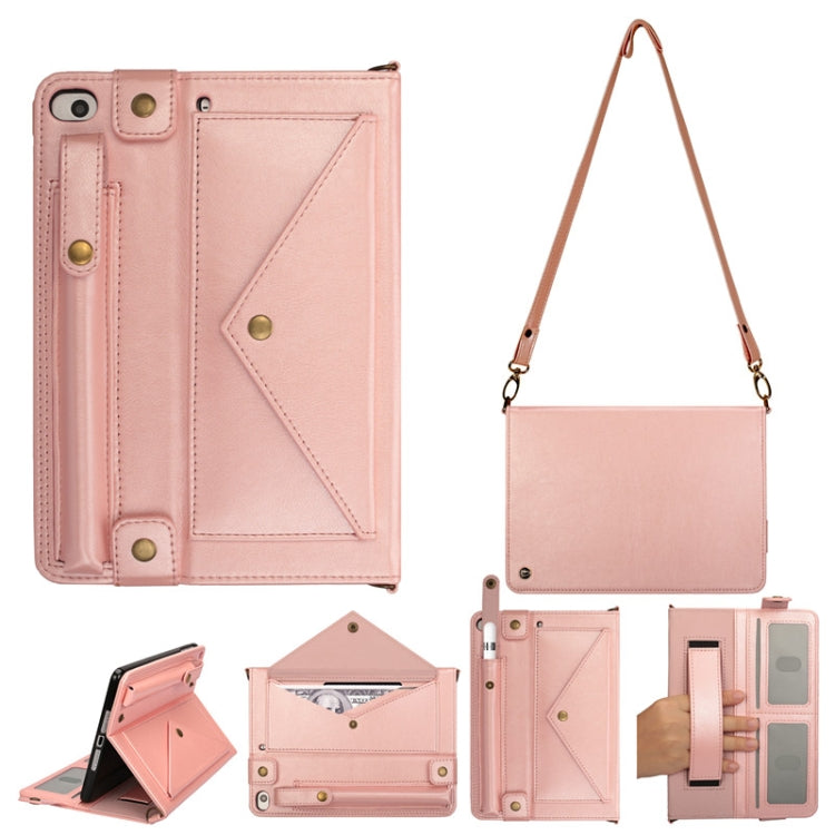 For iPad mini 5 / 4 / 3 / 2 / 1 Envelope Horizontal Flip PU Leather Case with Card Slots & Pen Slots & Holder & Wallet & Photo Frame & Shoulder Strap