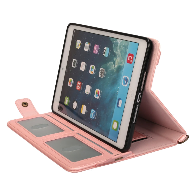 For iPad mini 5 / 4 / 3 / 2 / 1 Envelope Horizontal Flip PU Leather Case with Card Slots & Pen Slots & Holder & Wallet & Photo Frame & Shoulder Strap
