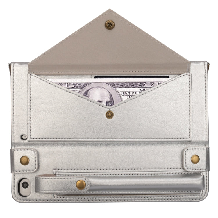 For iPad mini 5 / 4 / 3 / 2 / 1 Envelope Horizontal Flip PU Leather Case with Card Slots & Pen Slots & Holder & Wallet & Photo Frame & Shoulder Strap