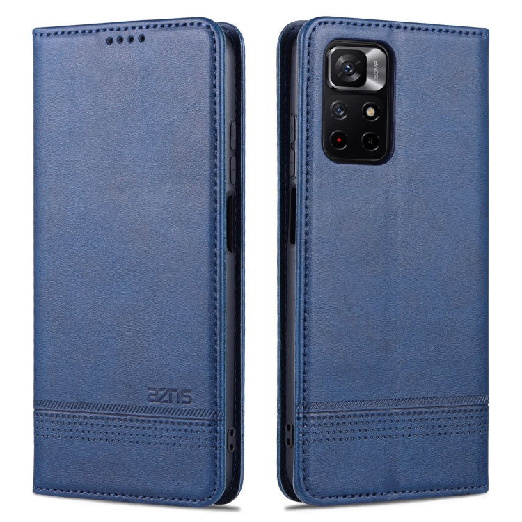 For Xiaomi Redmi Note 11 AZNS Magnetic Calf Texture Horizontal Flip Leather Phone Case with Card Slots & Holder & Wallet