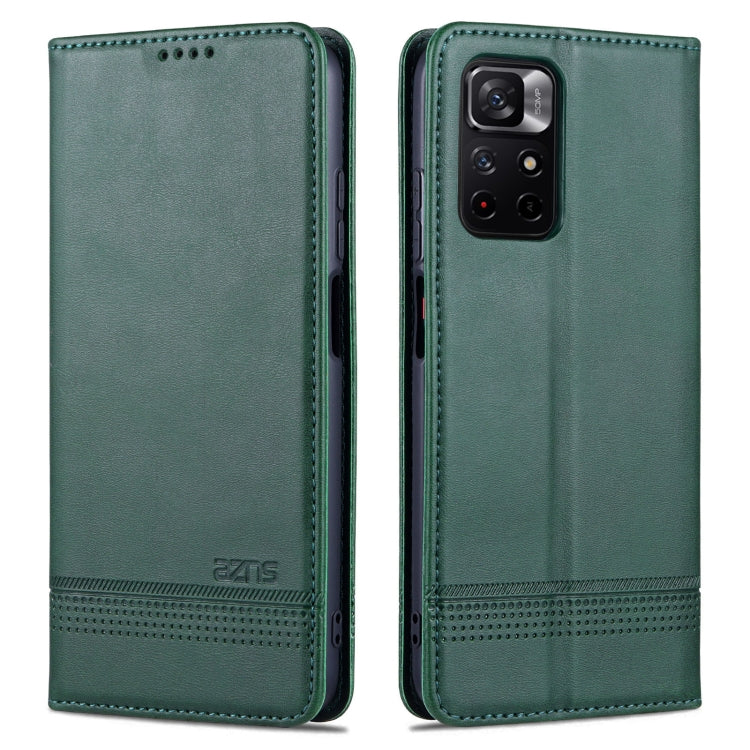 For Xiaomi Redmi Note 11 AZNS Magnetic Calf Texture Horizontal Flip Leather Phone Case with Card Slots & Holder & Wallet