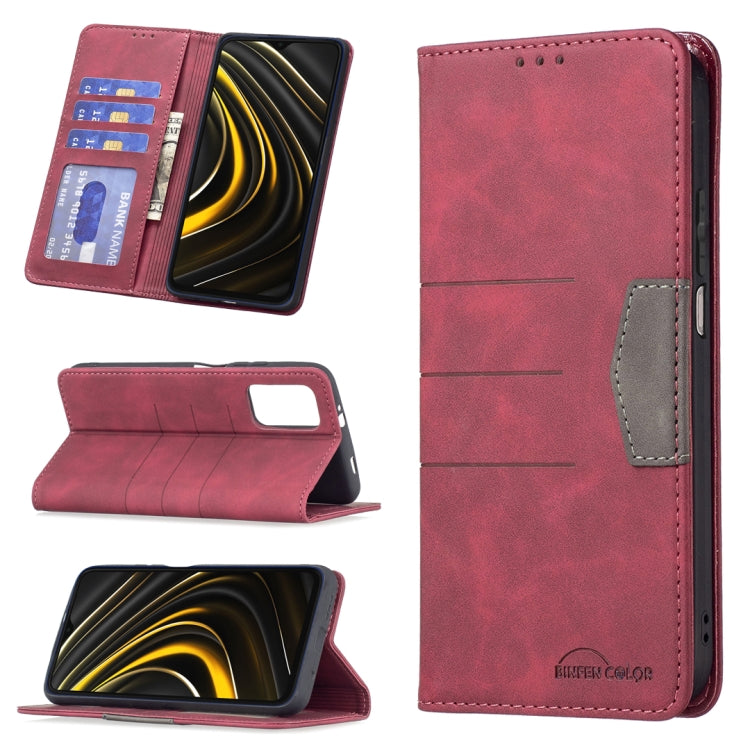 For Xiaomi Poco M3 / Redmi Note 9 4G Magnetic Splicing Leather Phone Case