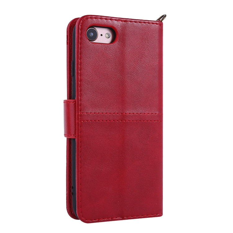 For iPhone SE 2022 / SE 2020 / 8 / 7 Lambskin Texture Horizontal Flip PU Leather Case with Holder & Card Slots & Frame & Lanyard