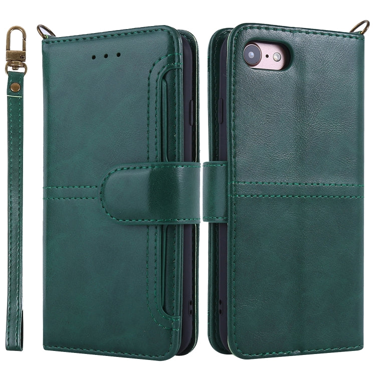 For iPhone SE 2022 / SE 2020 / 8 / 7 Lambskin Texture Horizontal Flip PU Leather Case with Holder & Card Slots & Frame & Lanyard