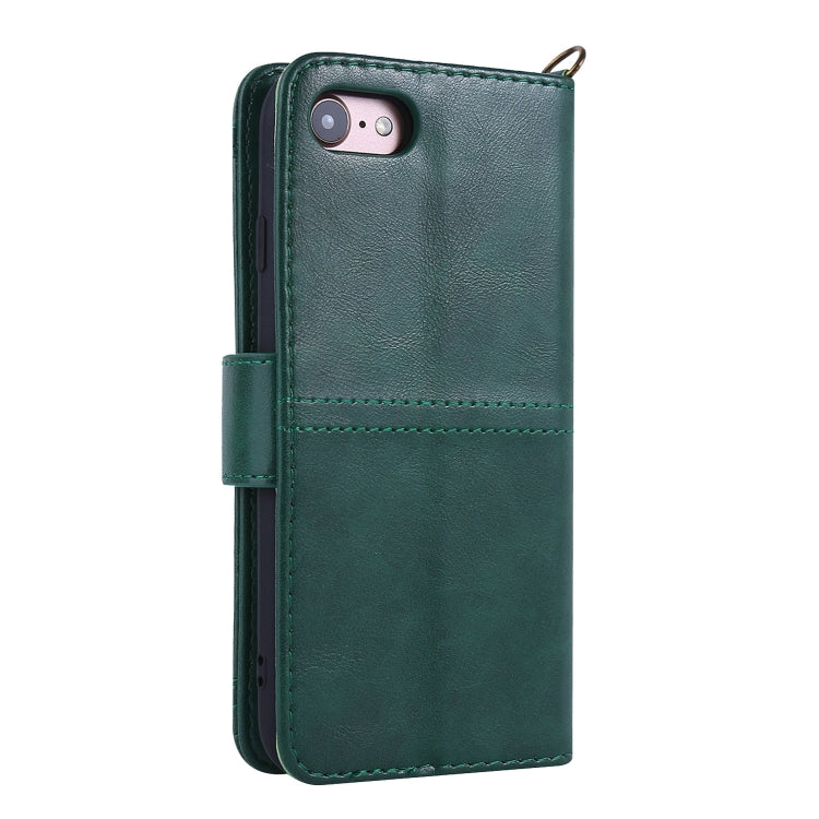For iPhone SE 2022 / SE 2020 / 8 / 7 Lambskin Texture Horizontal Flip PU Leather Case with Holder & Card Slots & Frame & Lanyard