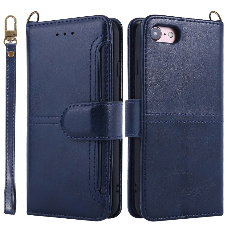 For iPhone SE 2022 / SE 2020 / 8 / 7 Lambskin Texture Horizontal Flip PU Leather Case with Holder & Card Slots & Frame & Lanyard