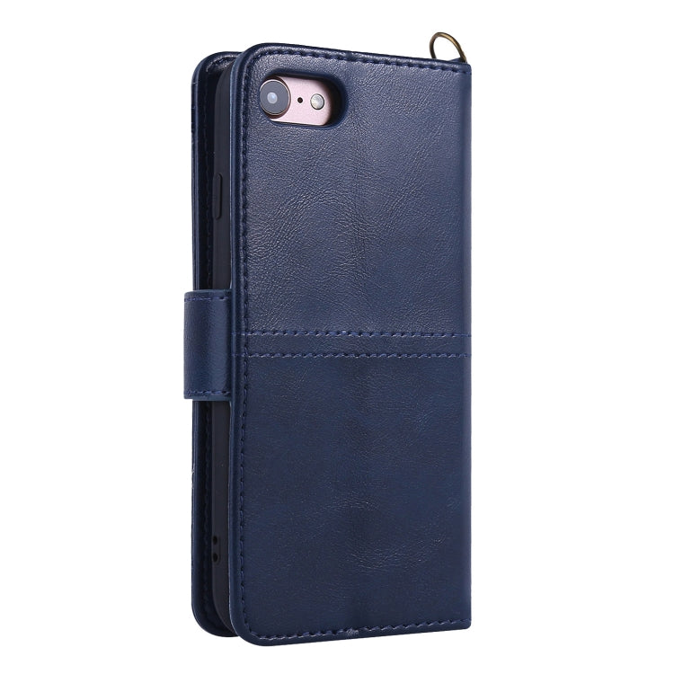 For iPhone SE 2022 / SE 2020 / 8 / 7 Lambskin Texture Horizontal Flip PU Leather Case with Holder & Card Slots & Frame & Lanyard