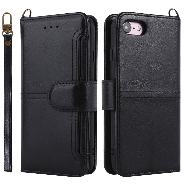 For iPhone SE 2022 / SE 2020 / 8 / 7 Lambskin Texture Horizontal Flip PU Leather Case with Holder & Card Slots & Frame & Lanyard
