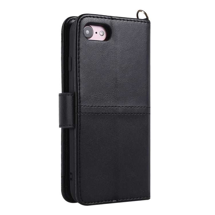 For iPhone SE 2022 / SE 2020 / 8 / 7 Lambskin Texture Horizontal Flip PU Leather Case with Holder & Card Slots & Frame & Lanyard