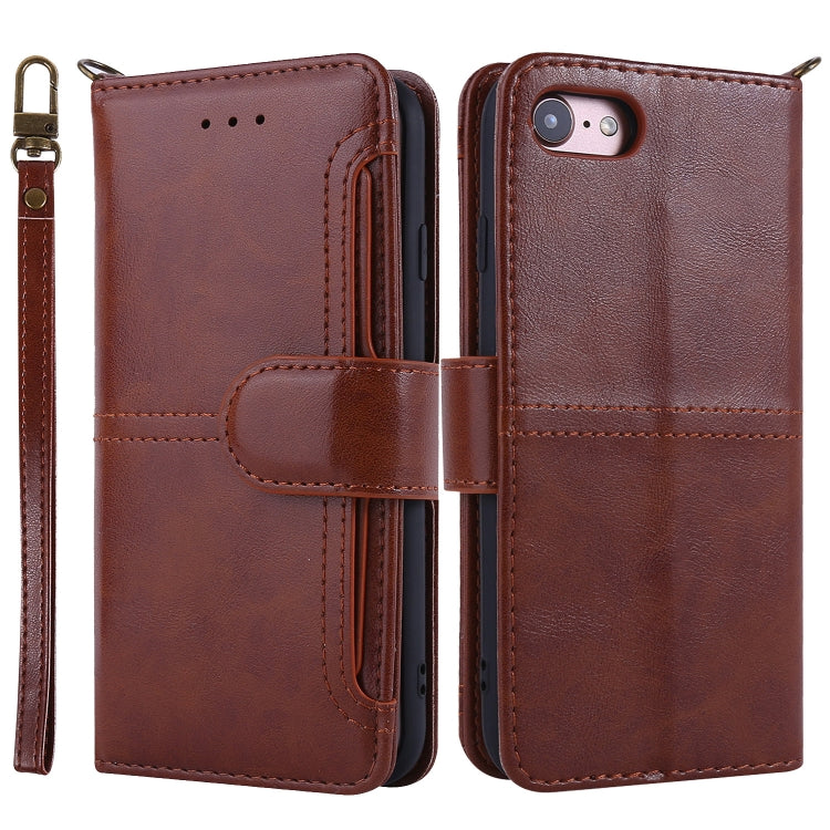 For iPhone SE 2022 / SE 2020 / 8 / 7 Lambskin Texture Horizontal Flip PU Leather Case with Holder & Card Slots & Frame & Lanyard