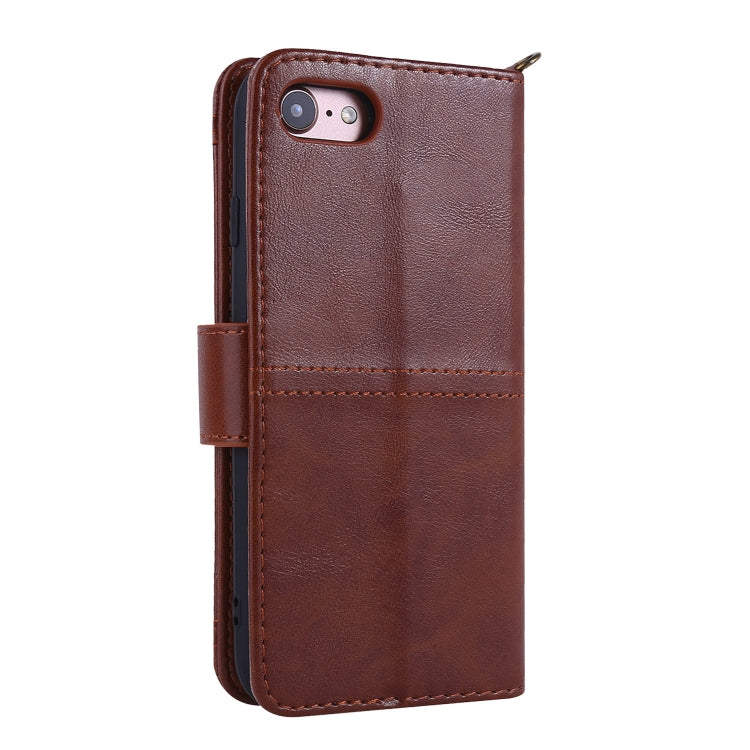 For iPhone SE 2022 / SE 2020 / 8 / 7 Lambskin Texture Horizontal Flip PU Leather Case with Holder & Card Slots & Frame & Lanyard