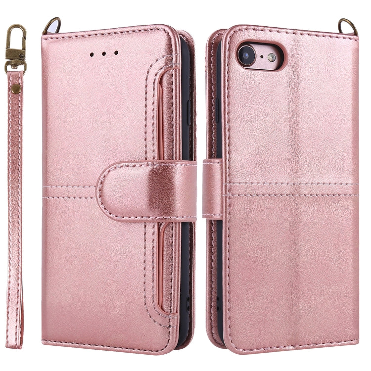 For iPhone SE 2022 / SE 2020 / 8 / 7 Lambskin Texture Horizontal Flip PU Leather Case with Holder & Card Slots & Frame & Lanyard