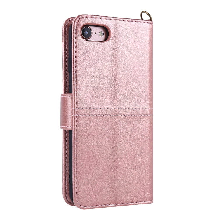 For iPhone SE 2022 / SE 2020 / 8 / 7 Lambskin Texture Horizontal Flip PU Leather Case with Holder & Card Slots & Frame & Lanyard