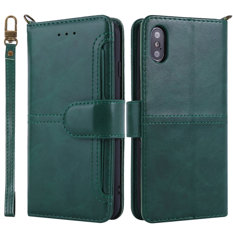 For iPhone X / XS Lambskin Texture Horizontal Flip PU Leather Case with Holder & Card Slots & Frame & Lanyard